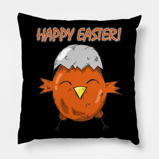 Cute orange Easter chick - Happy Easter! Pillow by SPAZE