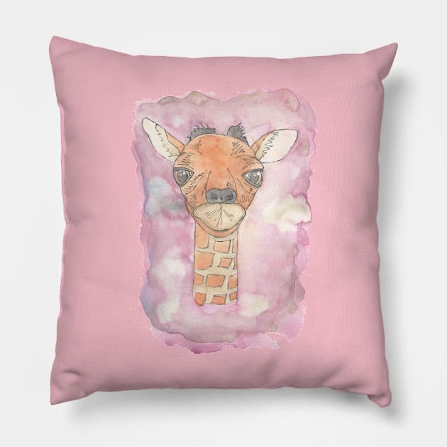 Cute Li'l Baby Giraffe Watercolor Pillow by Maries Papier Bleu