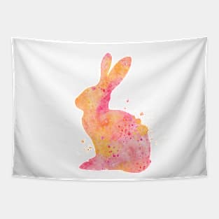 Peachy Pink Bunny Watercolor Painting Tapestry