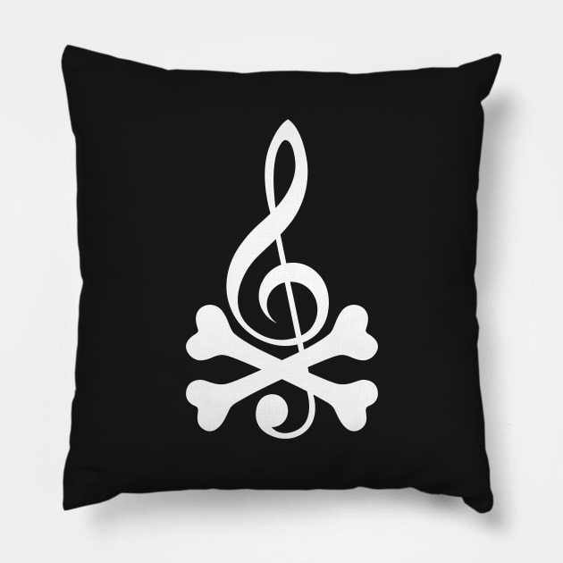 Treble Clef And Crossbones Pillow by ANDCROSSBONES