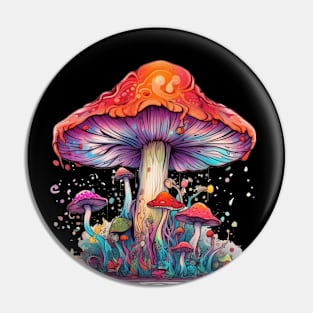 Psychedelic Shroom Mushroom Art Pin