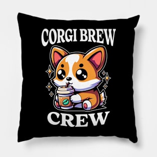 Corgi Brew Crew Coffee Lover Dog Lover Pillow