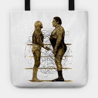 Andre the Giant vs Hulk Hogan Pencilart Tote