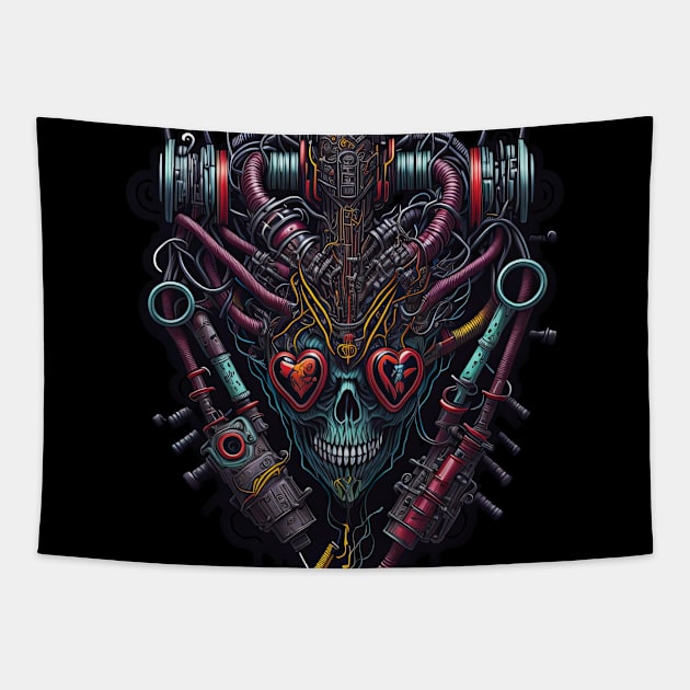 Cyborg Hearts Tapestry by Houerd