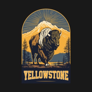 Yellowstone. Mountain. Buffalo. T-Shirt