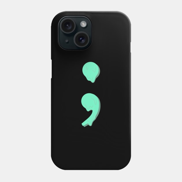 dripping/melting semicolon in pastel mint green Phone Case by acatalepsys 