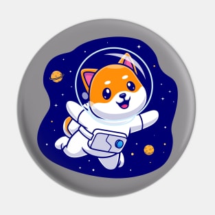 Cute Shiba Inu Astronaut Cartoon Pin