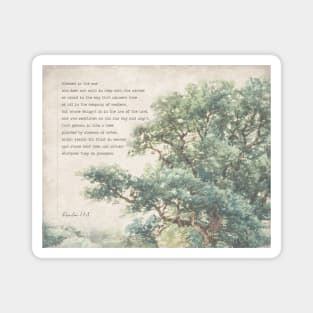 Psalm 1:1-3 Vintage Tree Bible Verse Art Magnet