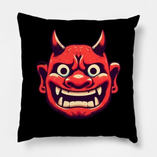 Red cartoon oni demon Pillow