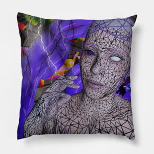 W3bHUMAN. Absorder into the net. 3D DIGITAL ART. TECHNO Pillow