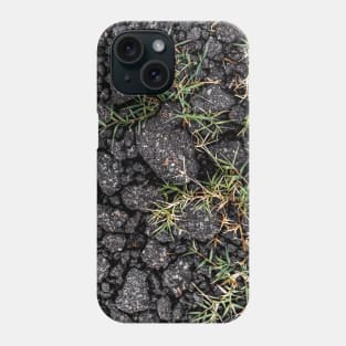 Green Grass Growing On Black Stones Phone Case