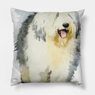 Watercolor Old English Sheepdog - Dog Lovers Pillow