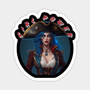 Girl power blue eyed pirate girl Magnet