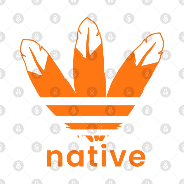 Native American 3 Feather Design Orange by Eyanosa