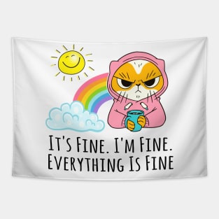 It's Fine I'm Fine Everything's Fine Angry Cat Tapestry