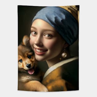 Puppy Love Pearls: National Puppy Day Tapestry