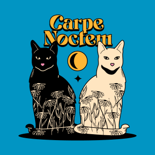 Carpe Noctem Black Cat in blue T-Shirt