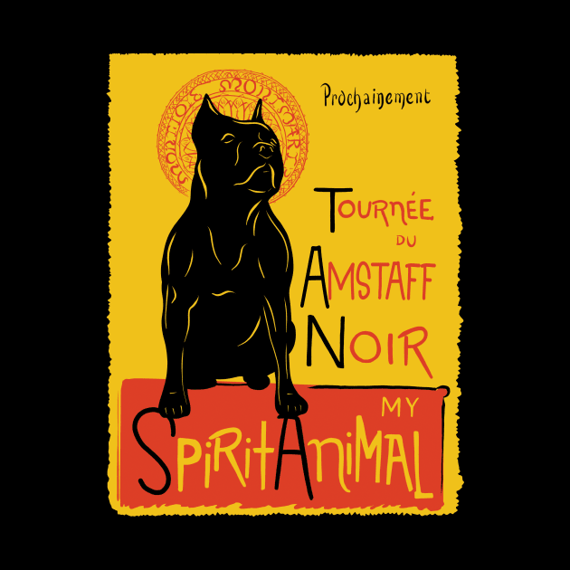 Funny American Staffordshire Terrier Cute Dog Chat Noir Mashup Art by Get Hopped Apparel