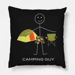 Funny Mens Camping Guy Illustration Pillow