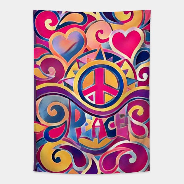 Peace and Love Tapestry by AlondraHanley