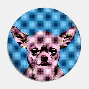 Pop Art Portrait of Chihuahua in Blue Background Pin