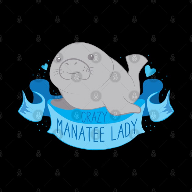 Crazy manatee lady on a blue banner by jazzydevil