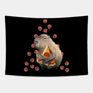 Capybara Capybaras Eating Pizza, Funny Cute Tapestry