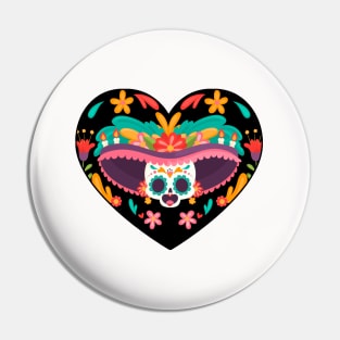 Day of the dead Heart Pin
