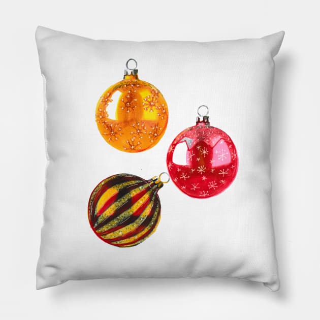 Christmas Tree Ornaments Pillow by Svetlana Pelin