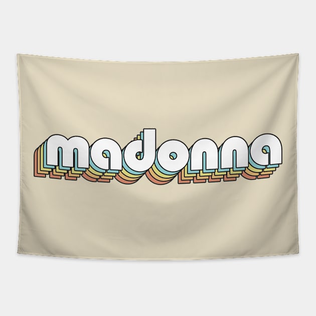 Madonna - Retro Rainbow Typography Faded Style Tapestry by Paxnotods