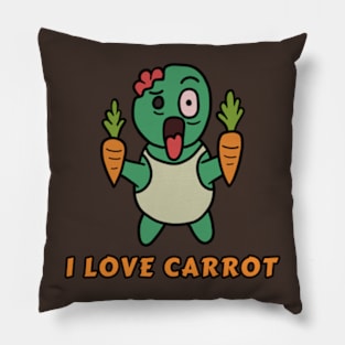 Vegetarian Zombie "I LOVE CARROT" Pillow