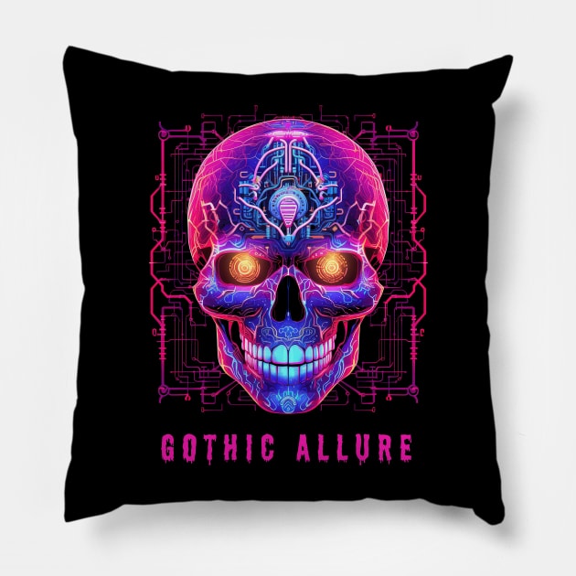 Circuit board skull Pillow by RosaliArt