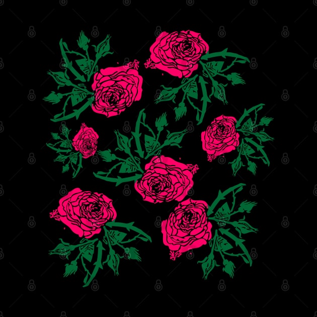 Rose Floral Line Art Pattern by Alex