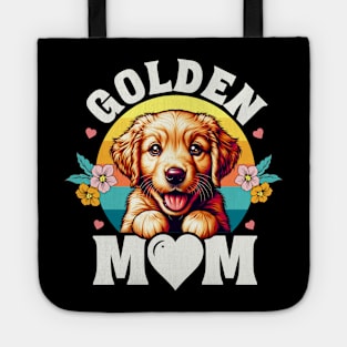 Colorful Golden Retriever Mom Retro Sunset Dog Lover Tote