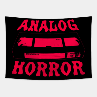 Analog Horror Red VHS Tape Retro 80's 90's Nostalgia Tapestry