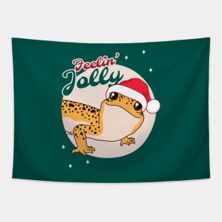 High Yellow Leopard Gecko, Christmas Edition! Feelin Jolly! Green BG Tapestry