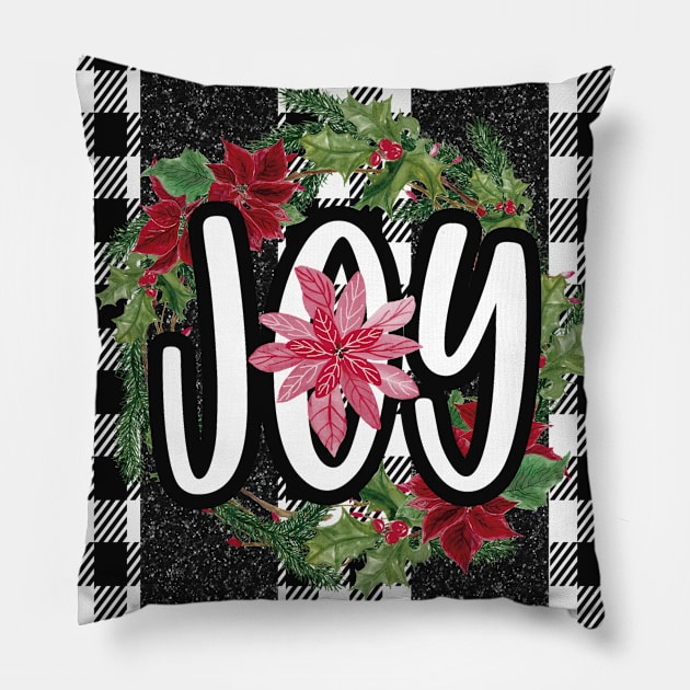 Joy Christmas Pillow by Peach Lily Rainbow