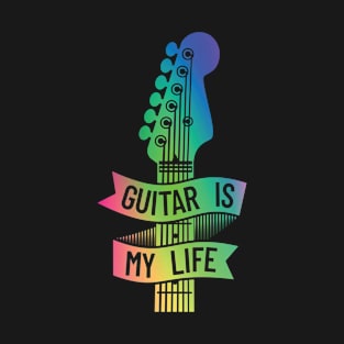 Guitar is My Life Electric Guitar Headstock Colorful Theme T-Shirt