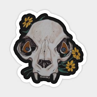 Cat Skull with Butterfly Eyes Magnet