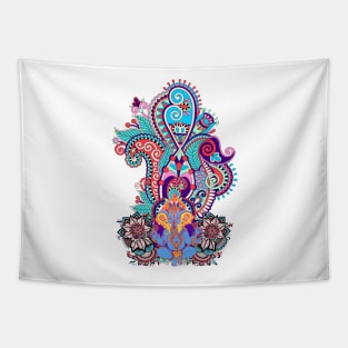 Ganesh Hindu Deity Colorful Paisley Ethnic India Motif Tapestry