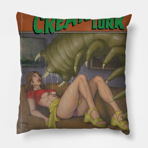 Where Creatures Lurk-couch worm Pillow by WildPegasus