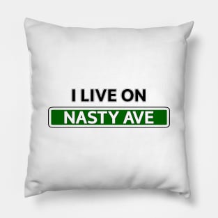 I live on Nasty Ave Pillow