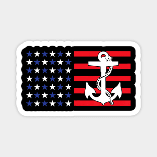 American Flag Anchor Shirt Patriotic Military July Navy USA T-Shirt T-Shirt Magnet