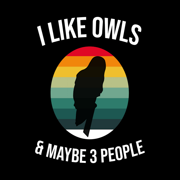 I Like Owls and Maybe 3 People Funny Owl Retro Vintage Gifts by Jmass