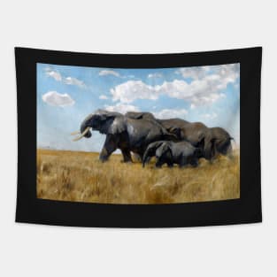 Elephants on the Move by Wilhelm Kuhnert Tapestry