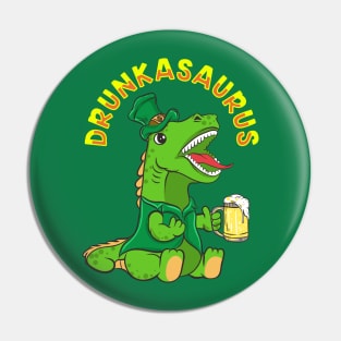 St Patricks Day Drunkasaurus T Rex Beer Pin