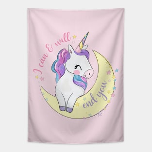 Sweet but salty: Unicorn threats - "I can and will end you" Tapestry