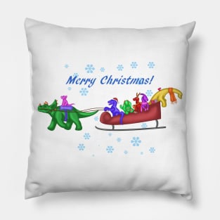 Dinosaur Sleigh Ride Pillow