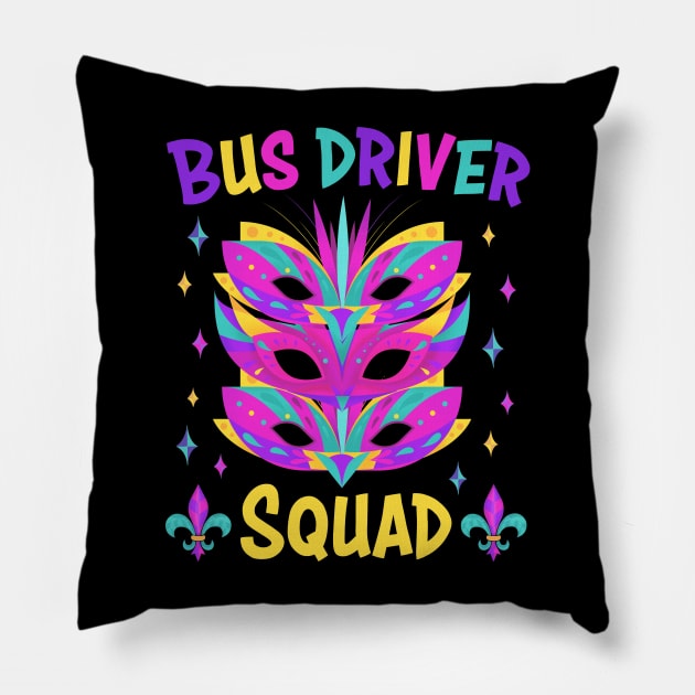 Bus Driver Squad Mardi Gras Carnival Costume Tee - Perfect for Parade Kings and Beads Queens Pillow by star trek fanart and more