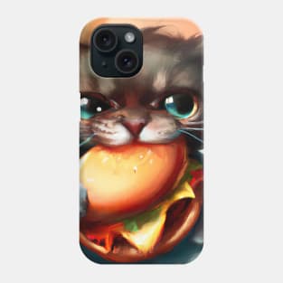 Cat eating Burger Phone Case